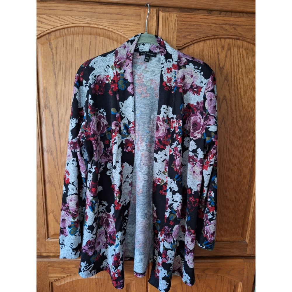 Lane Bryant Women's Cardigan Floral Print Hacci Overpiece Lightweight Sw…